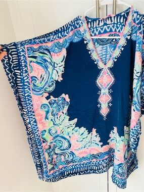 Lilly Pulitzer caftan tunic S/M womens colorful print